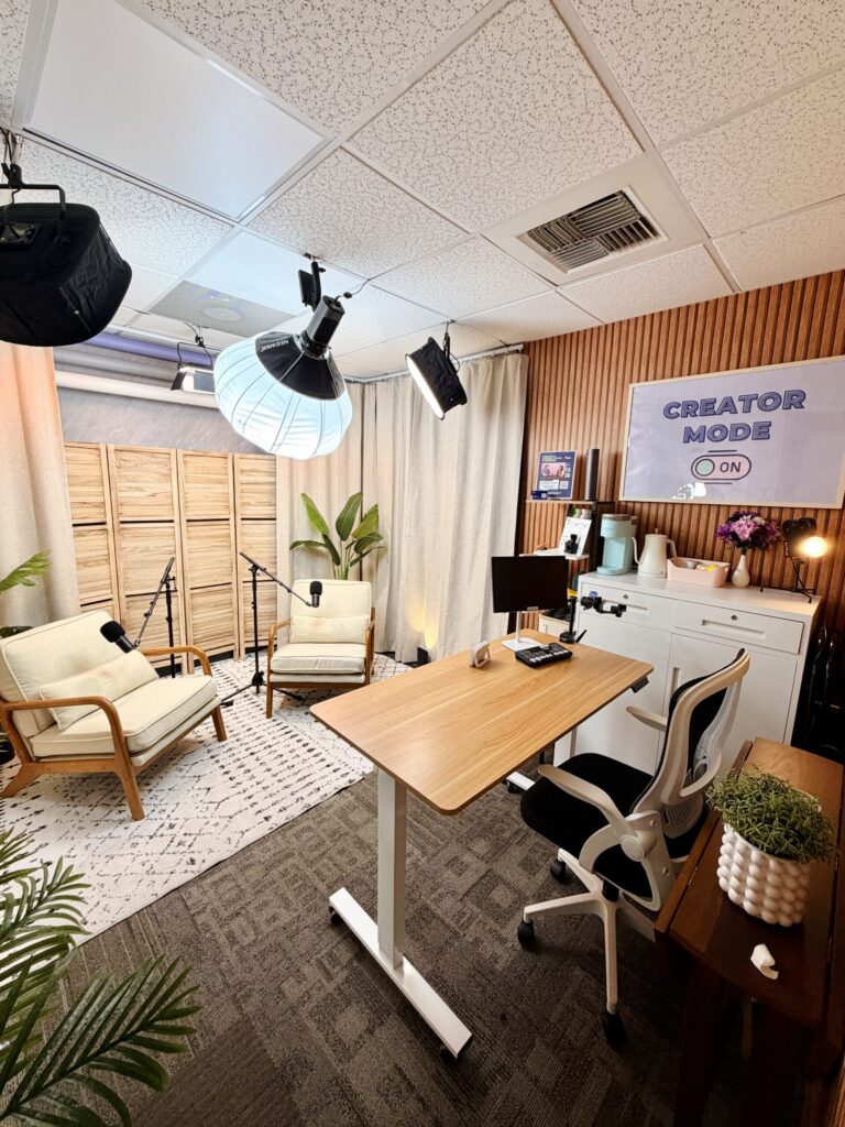 Inside Purpel Studios podcast and content studio in Burbank California